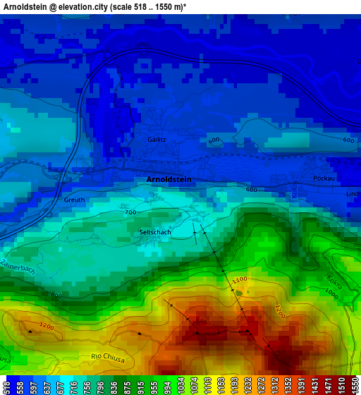 Arnoldstein elevation map