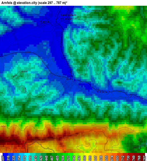 Arnfels elevation map