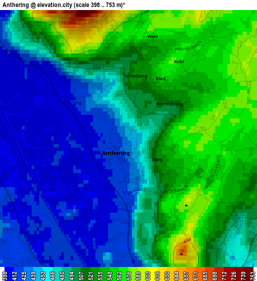 Anthering elevation map