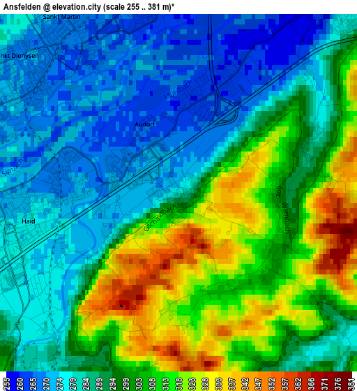 Ansfelden elevation map