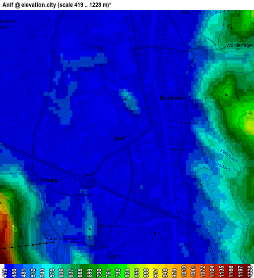 Anif elevation map