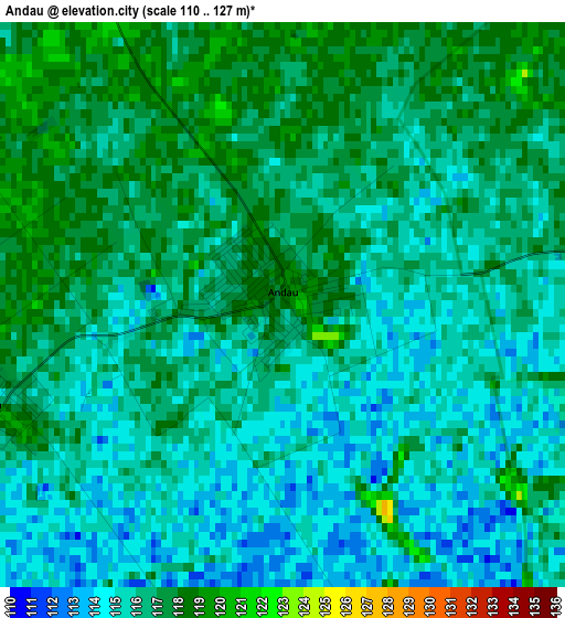 Andau elevation map