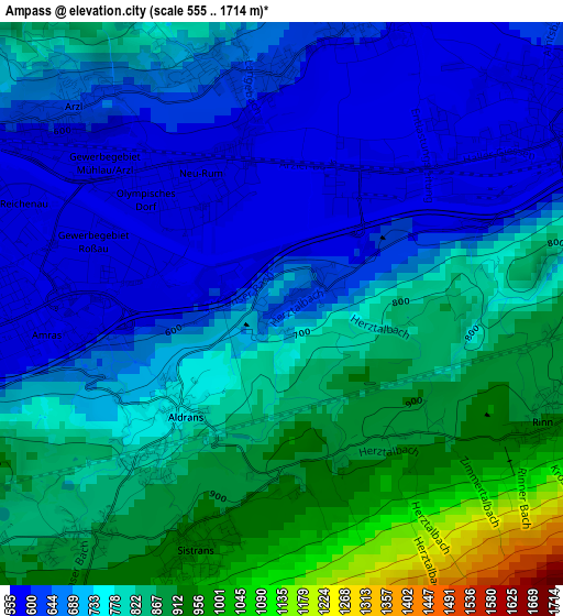 Ampass elevation map