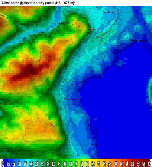 Altmünster elevation map