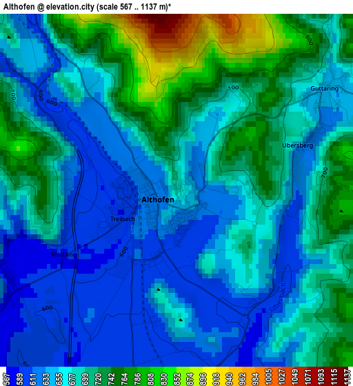 Althofen elevation map