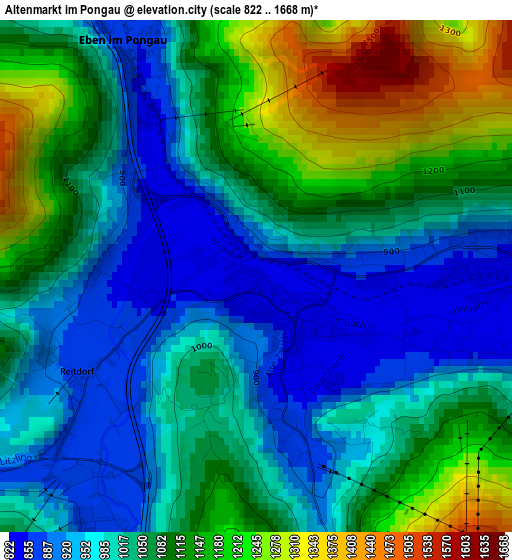 Altenmarkt im Pongau elevation map
