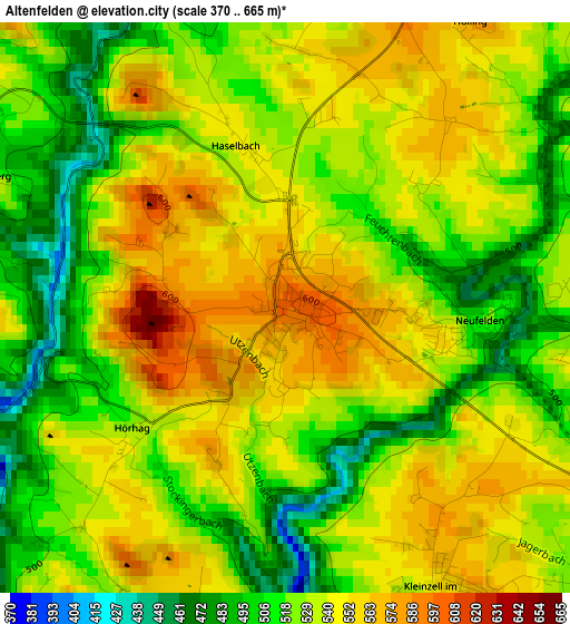 Altenfelden elevation map