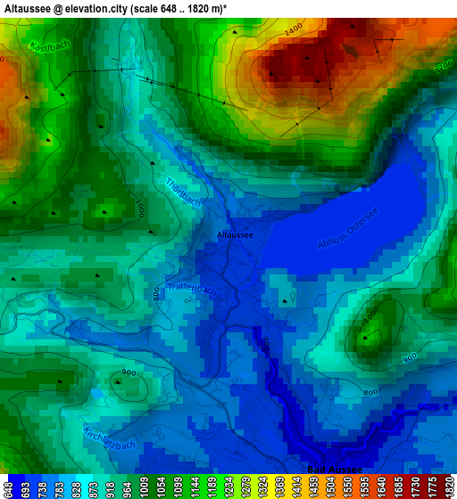 Altaussee elevation map