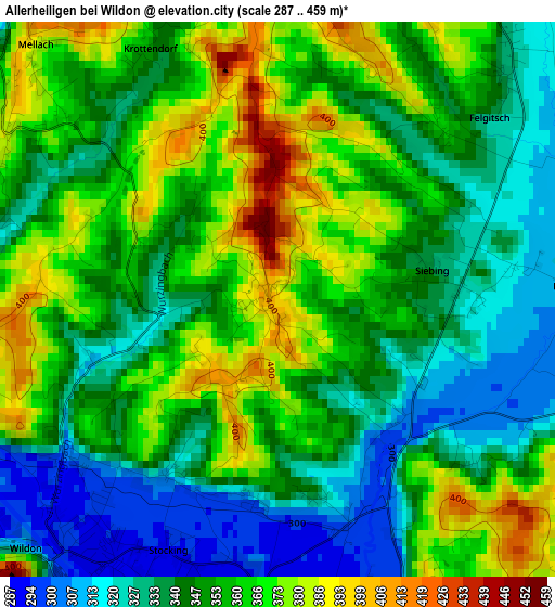 Allerheiligen bei Wildon elevation map