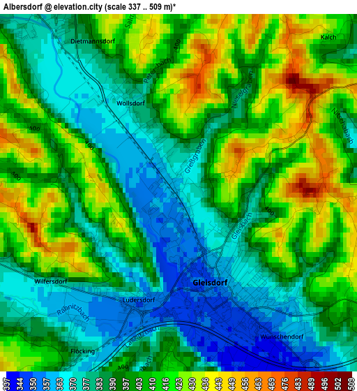 Albersdorf elevation map