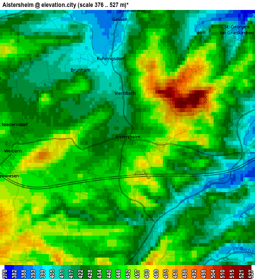 Aistersheim elevation map