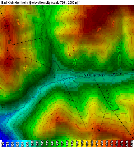 Bad Kleinkirchheim elevation map