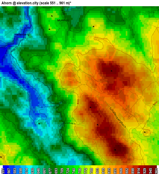 Ahorn elevation map