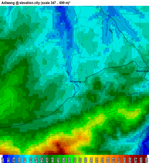 Adlwang elevation map