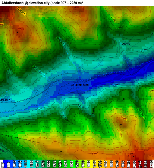 Abfaltersbach elevation map