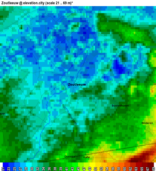 Zoutleeuw elevation map