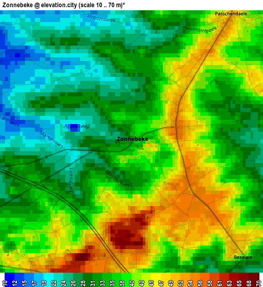 Zonnebeke elevation map