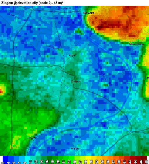 Zingem elevation map