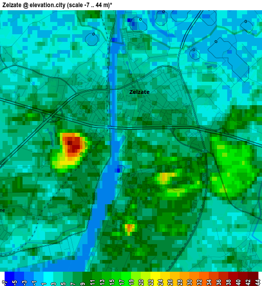 Zelzate elevation map