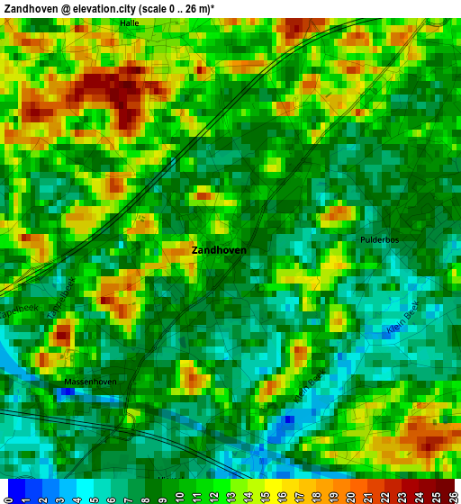 Zandhoven elevation map
