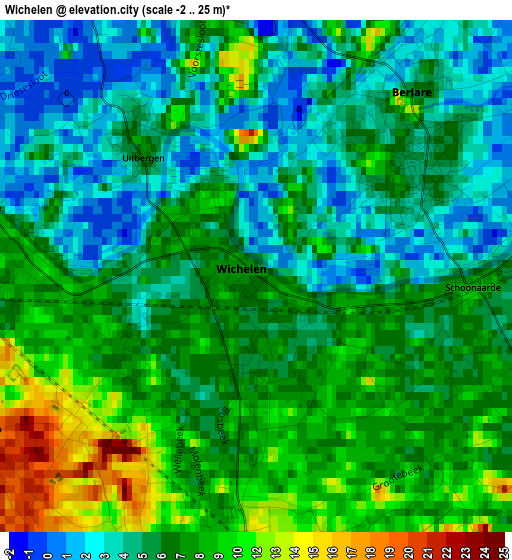 Wichelen elevation map