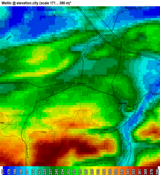 Wellin elevation map