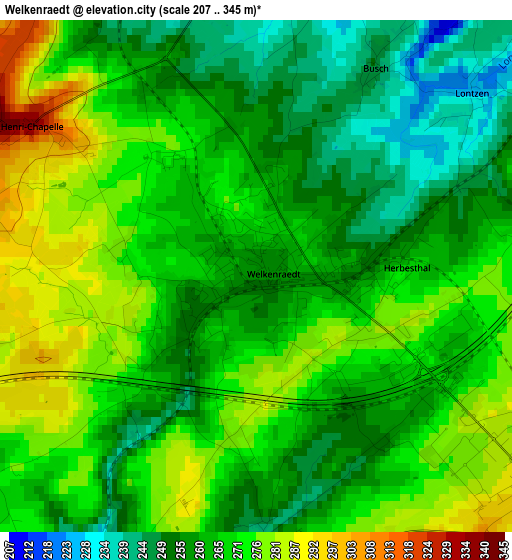 Welkenraedt elevation map