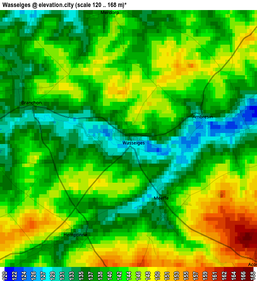 Wasseiges elevation map