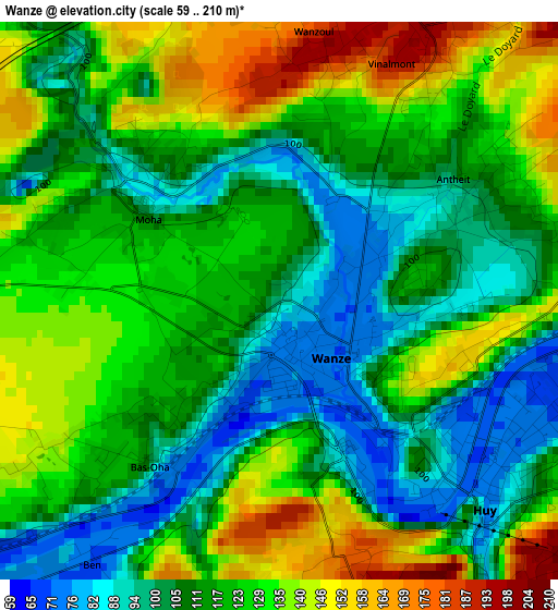 Wanze elevation map