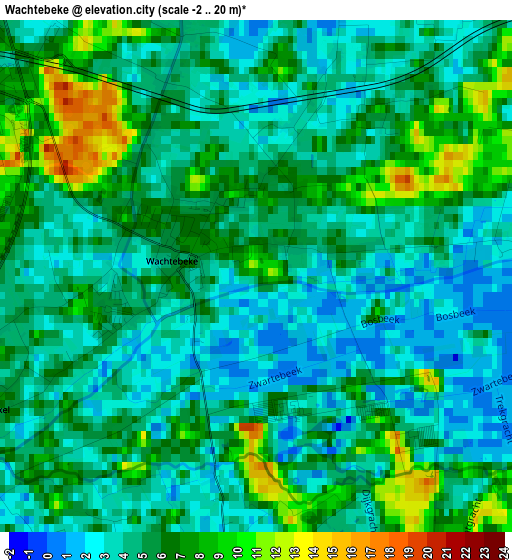 Wachtebeke elevation map