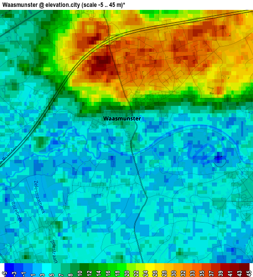 Waasmunster elevation map