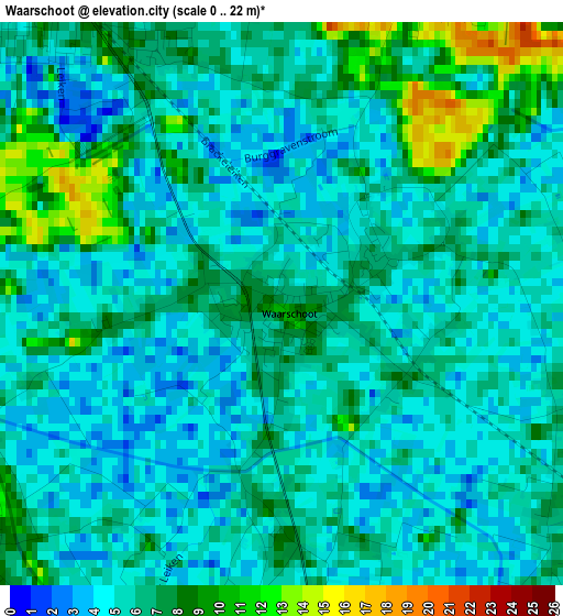 Waarschoot elevation map