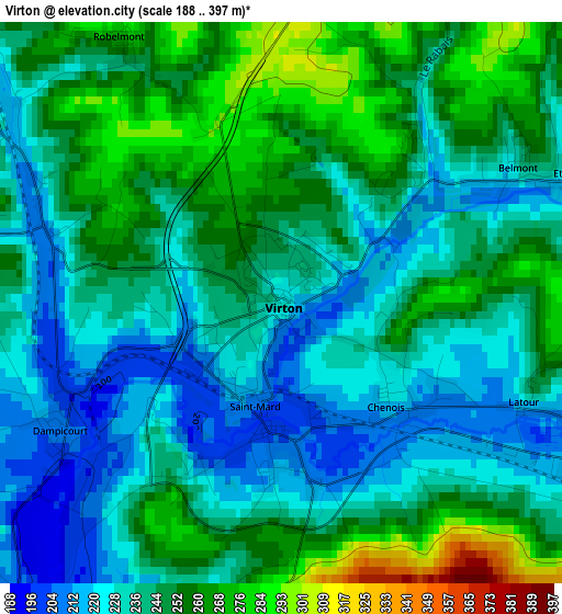 Virton elevation map