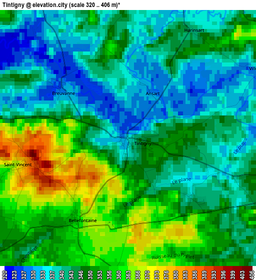 Tintigny elevation map