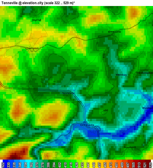 Tenneville elevation map