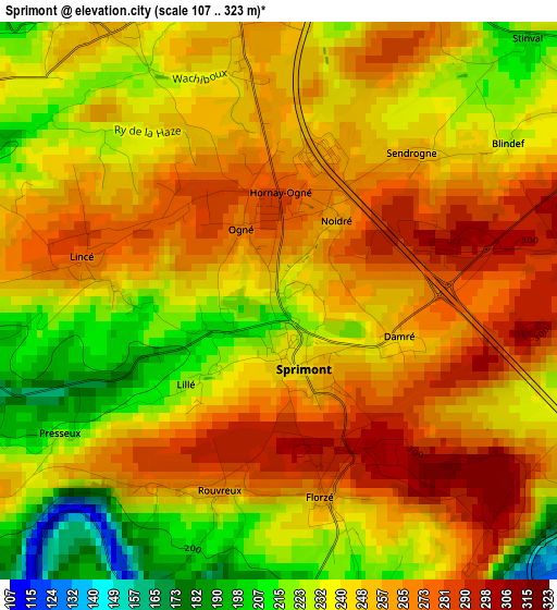 Sprimont elevation map