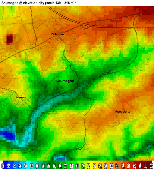 Soumagne elevation map