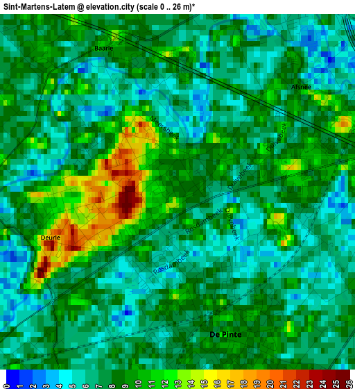 Sint-Martens-Latem elevation map