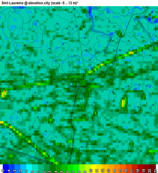 Sint-Laureins elevation map