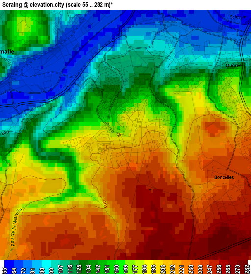 Seraing elevation map