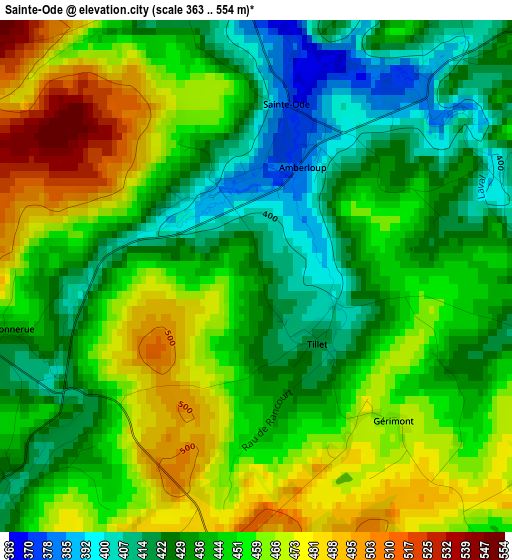 Sainte-Ode elevation map