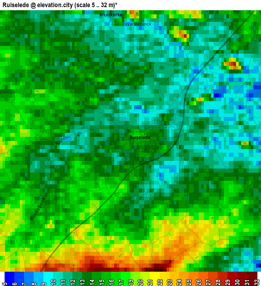 Ruiselede elevation map