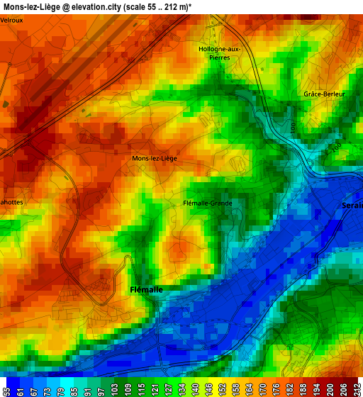 Mons-lez-Liège elevation map