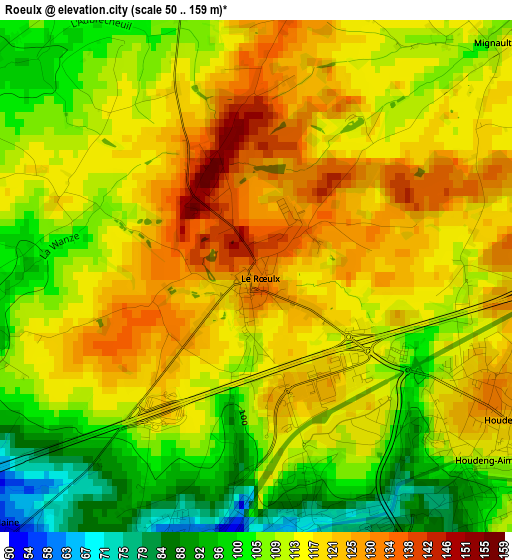 Roeulx elevation map