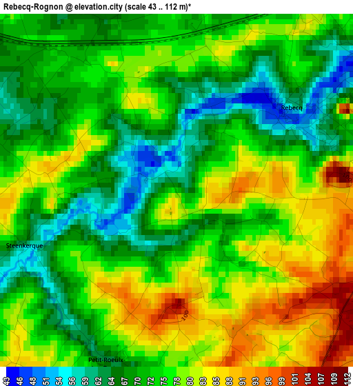 Rebecq-Rognon elevation map