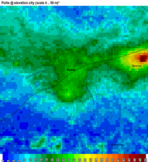 Putte elevation map