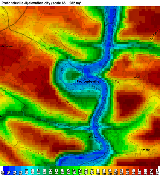 Profondeville elevation map