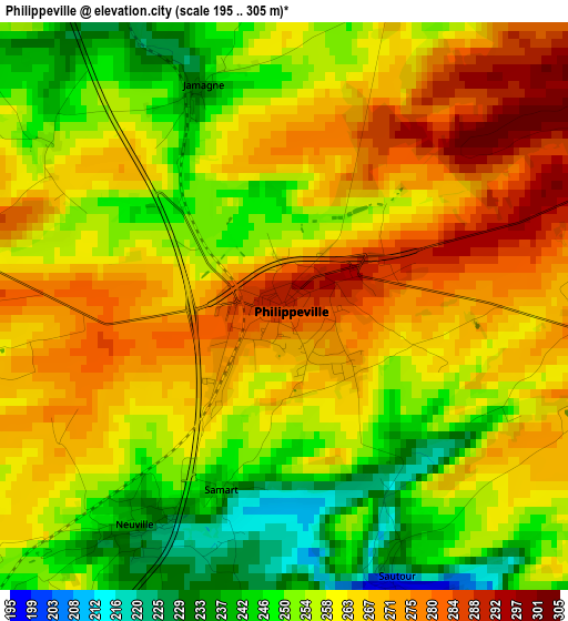 Philippeville elevation map