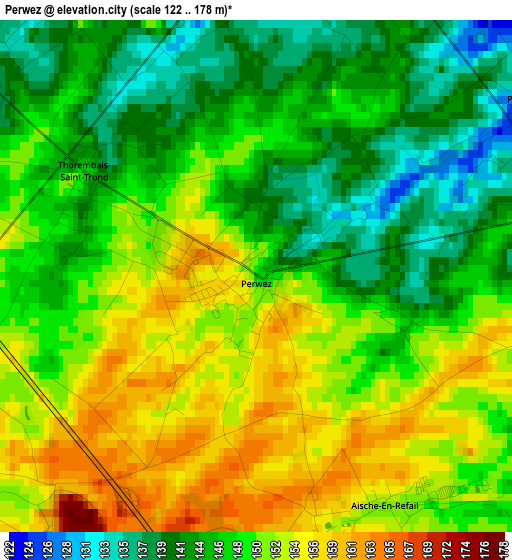 Perwez elevation map