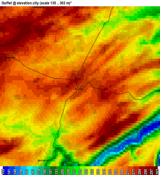 Ouffet elevation map